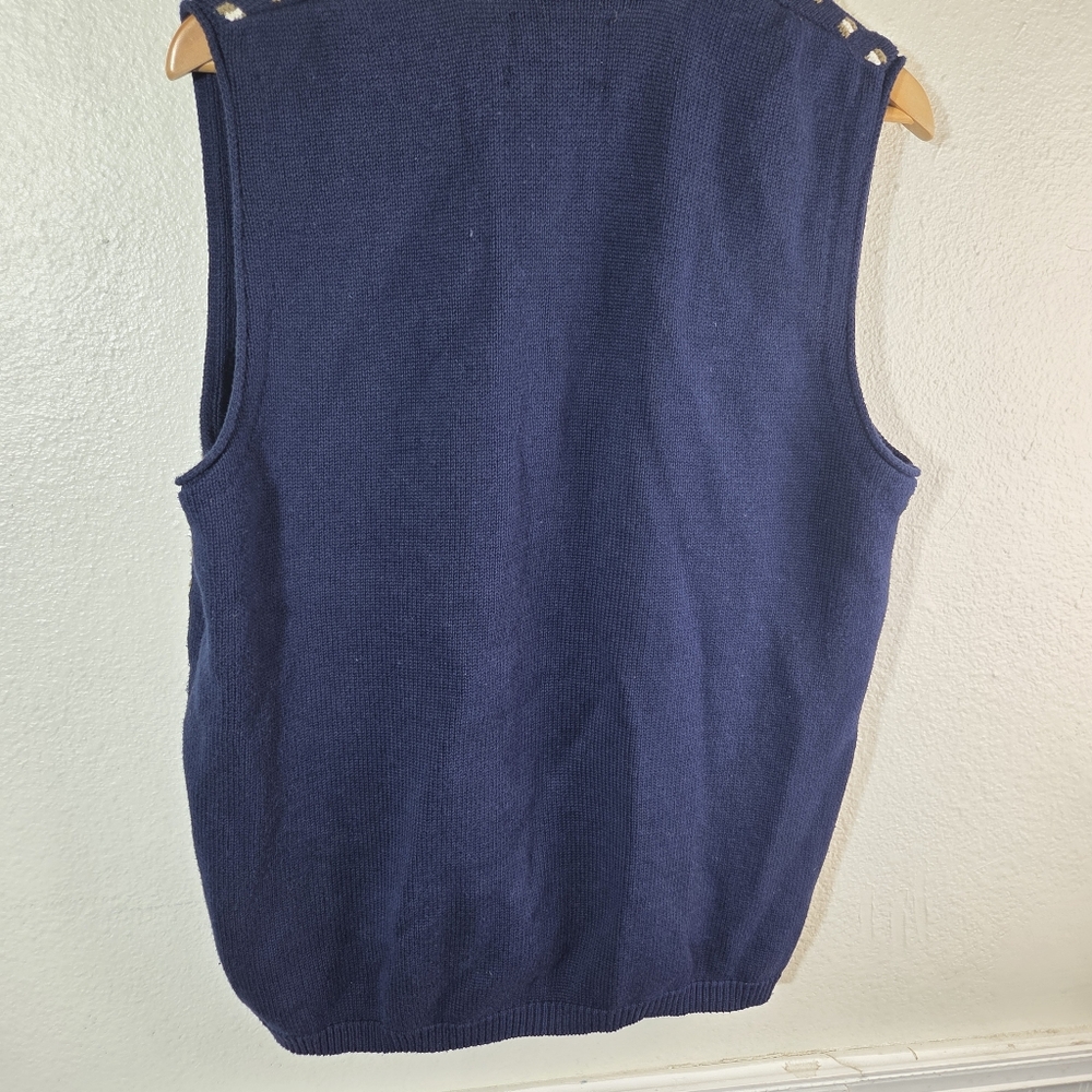 Men’s Vintage Adirondack Navy Knit Sweater Vest Geometric Size Medium - Picture 5 of 10